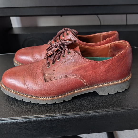 H.S. Trask Bison Leather Oxford Shoes Lug Sole USA Made Men’s 11 N - Picture 3 of 14